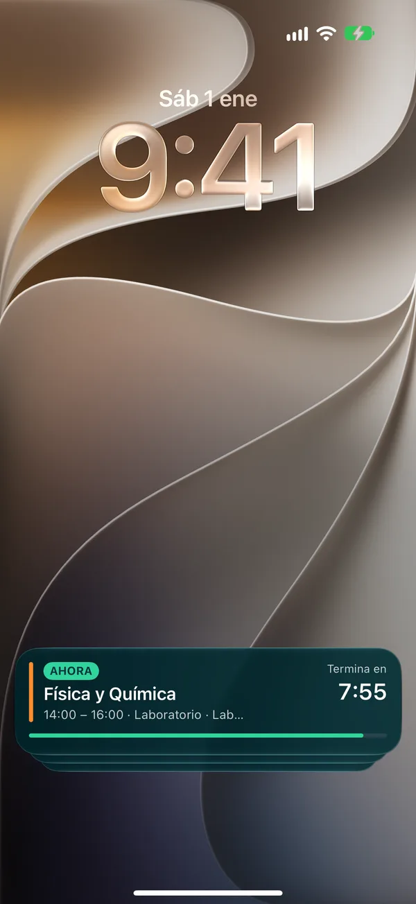Tu próxima clase en la pantalla bloqueada