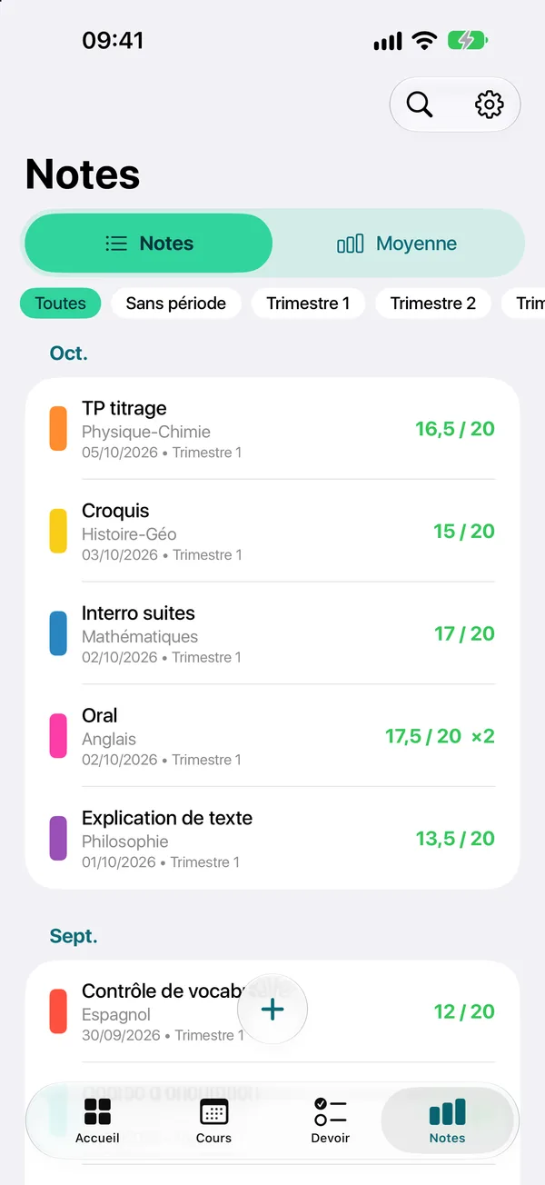 Notes et moyennes